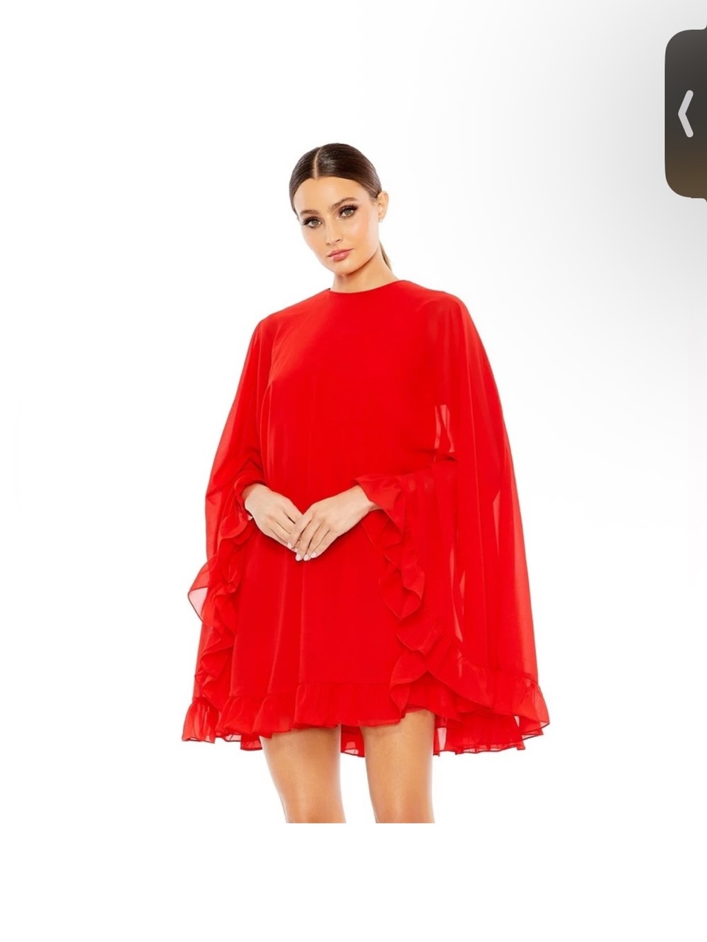 NWT Mac Duggal Ruffle cape Mini Dress